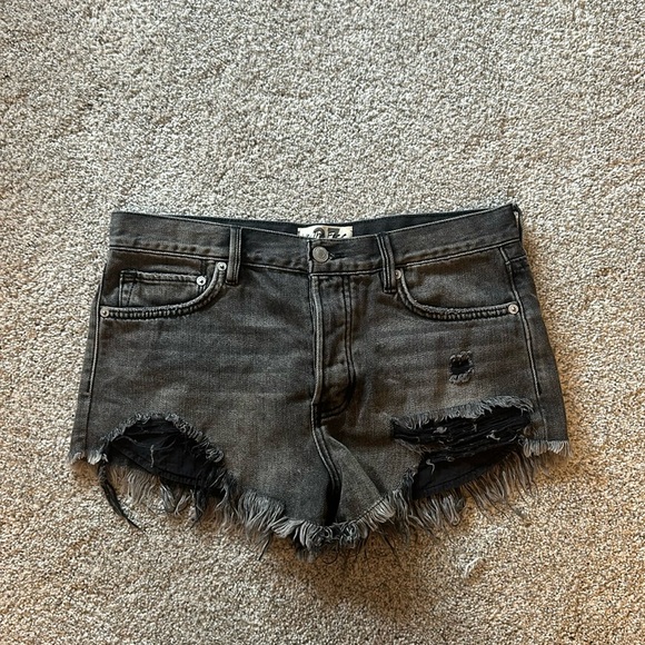 free people black denim shorts size 27 - Picture 1 of 3